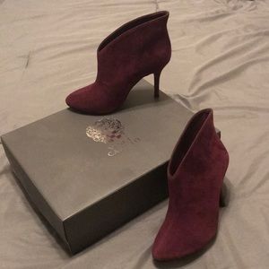 Dark garnet suede booties
